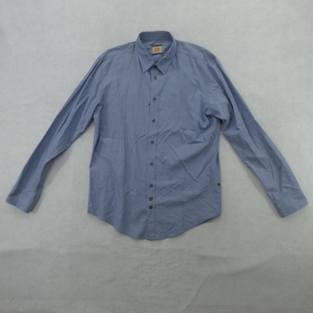 Boss Orange Hugo Boss Shirt Mens XL Blue Check Long Sleeve Button Up Casual